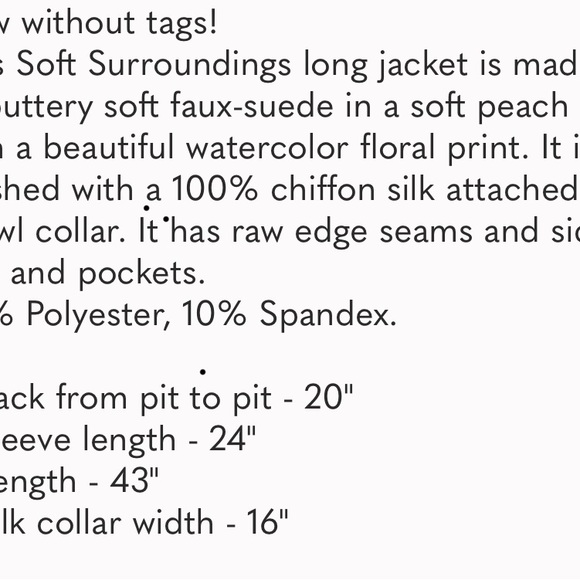 Soft Surroundings Orofino Jacket Faux Suede Size Medium NWOT Absolutely stunning - Picture 4 of 11